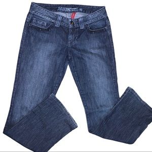 Guess Jeans Daredevil Bootcut Embellished Faded Denim Blue Jean 29